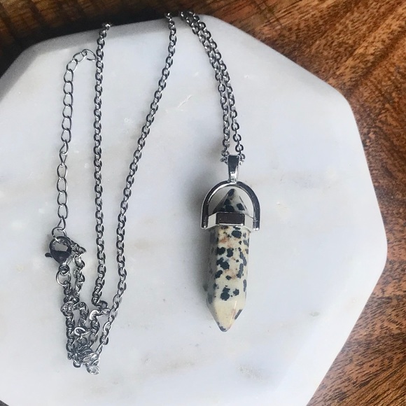 Tayzani Jewelry - Dalmatian Jasper Stone Natural Pendant Necklace